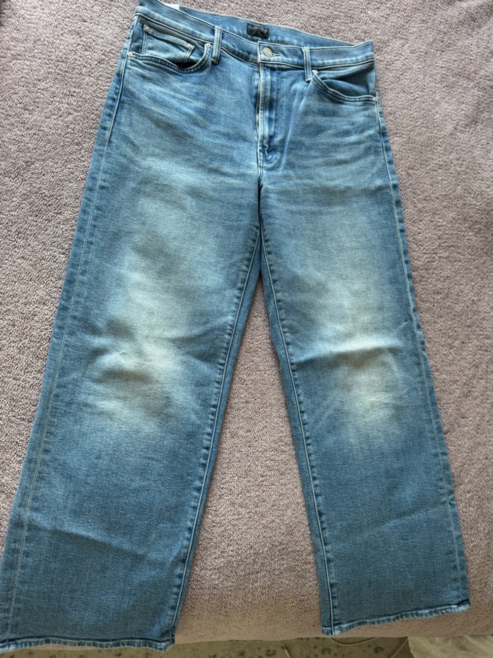 MOTHER The Dodger Flood Straight Leg Jeans. Stretch
